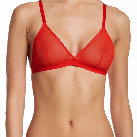 BNWT Joe’s Jeans DESIGNER Red Sheer Triangle Bra - Picture 3 of 4
